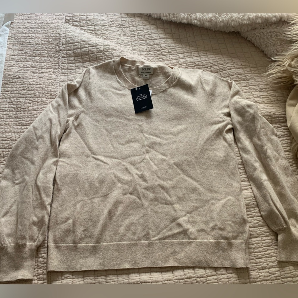 NWT J Crew Cotton Cashmere sweater beige XS
